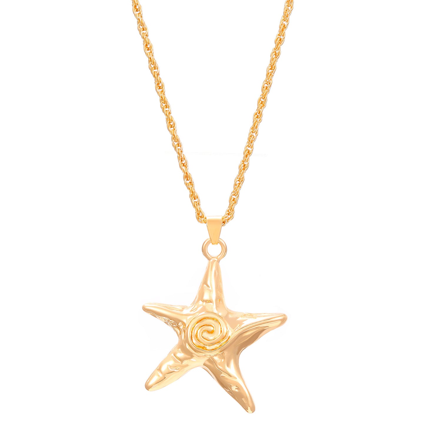 Collana con stella marina dorata.