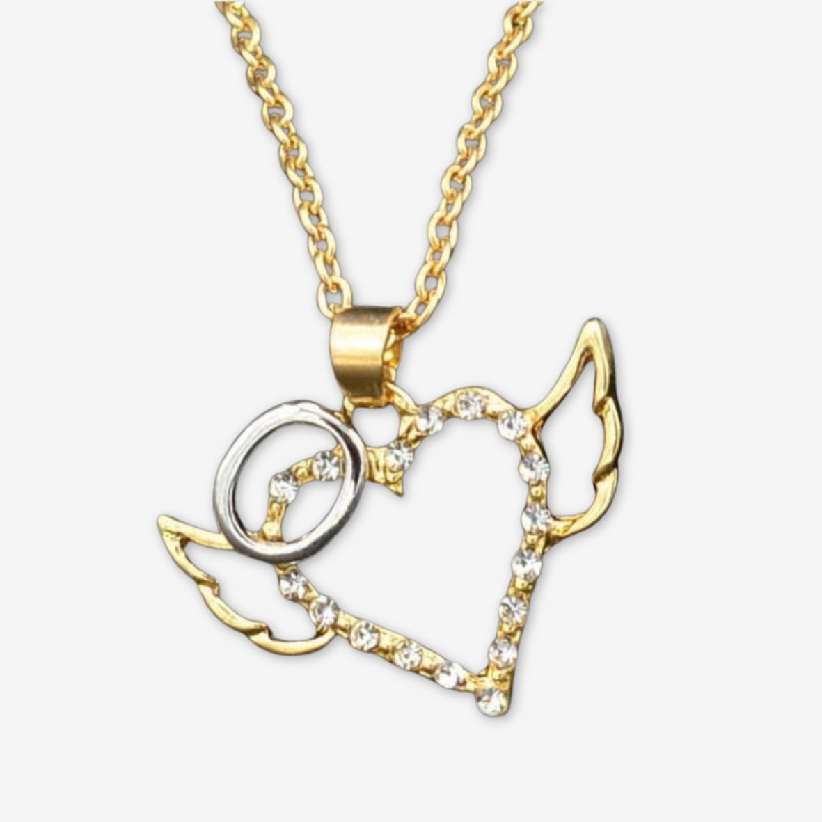 Collana cuore alato oro.