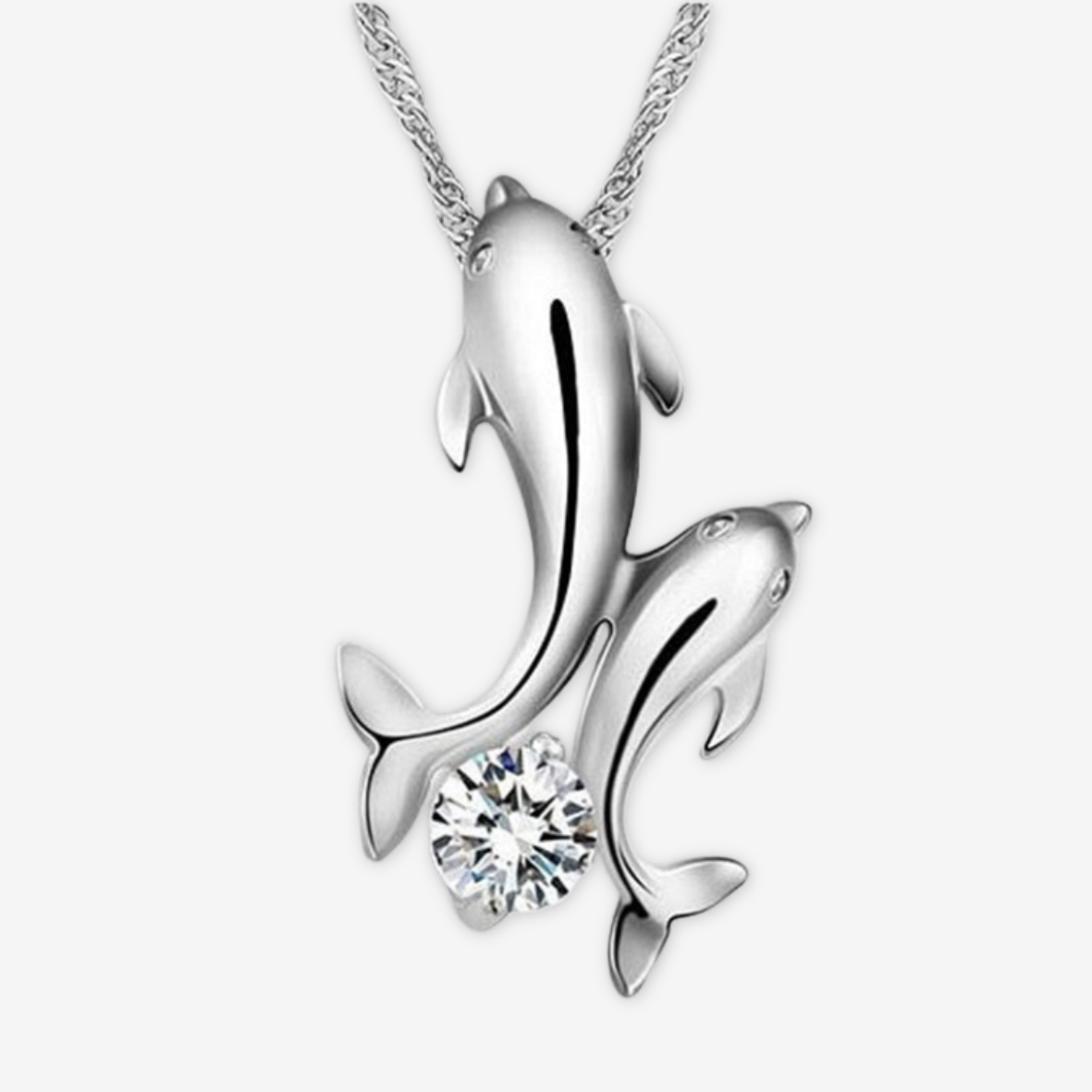 Collana con delfino placcato platino.
