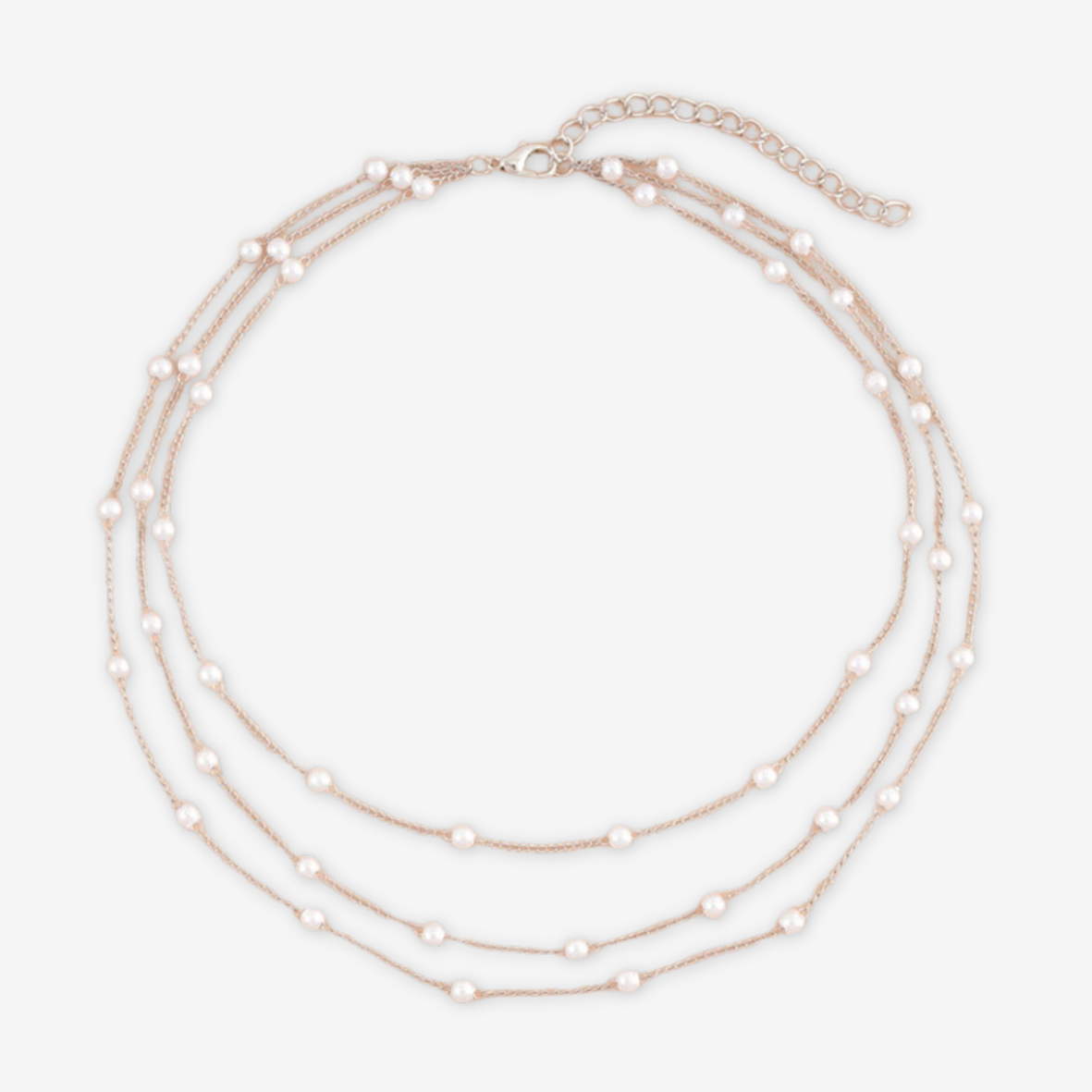 Collana argento multistrato con catena di perle.
