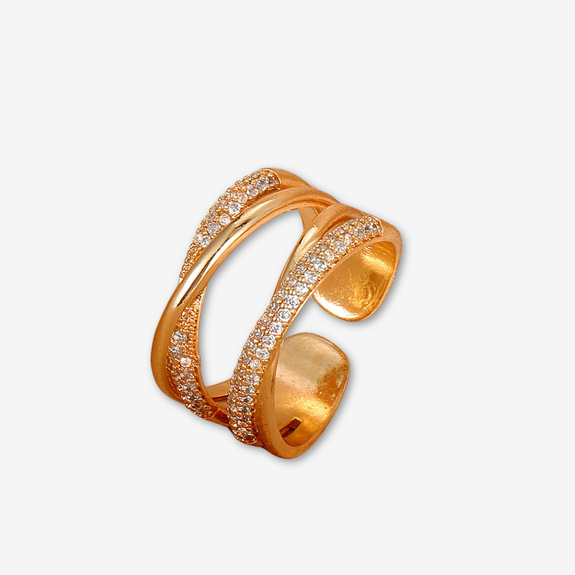 Anello oro con zirconi.