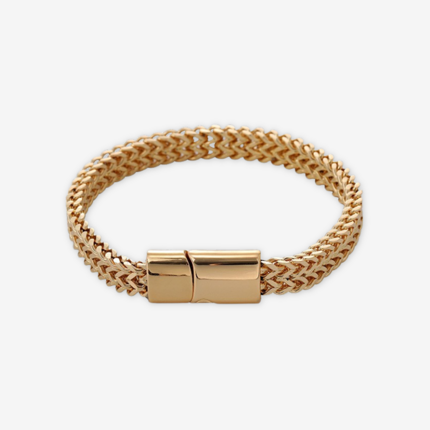 Bracciale doppio intreccio in acciaio inox dorato.
