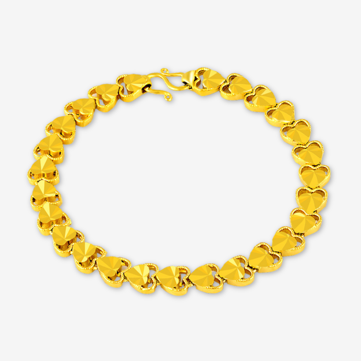 Bracciale con catena a doppio cuore dorato