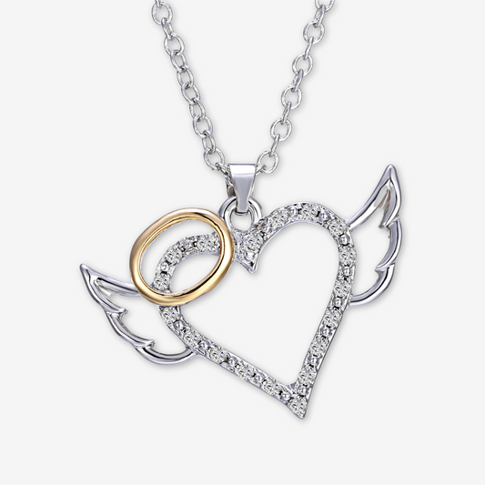 Collana cuore alato argento.