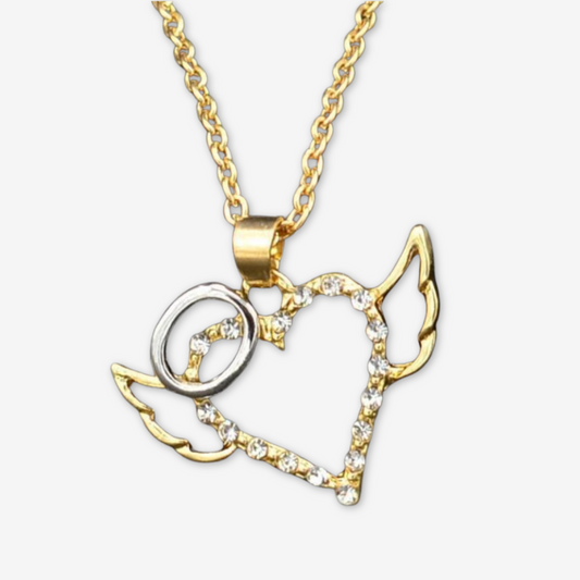 Collana cuore alato oro.