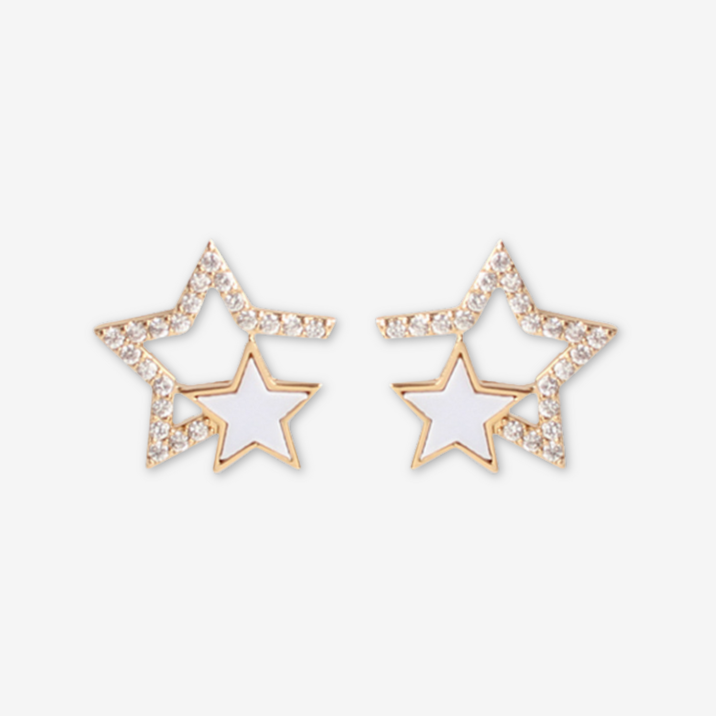 Orecchini a stella bianca in argento s925.