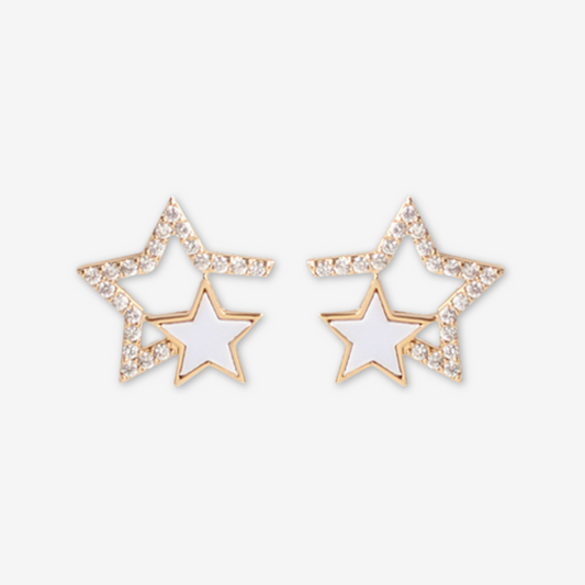 Orecchini a stella bianca in argento s925.