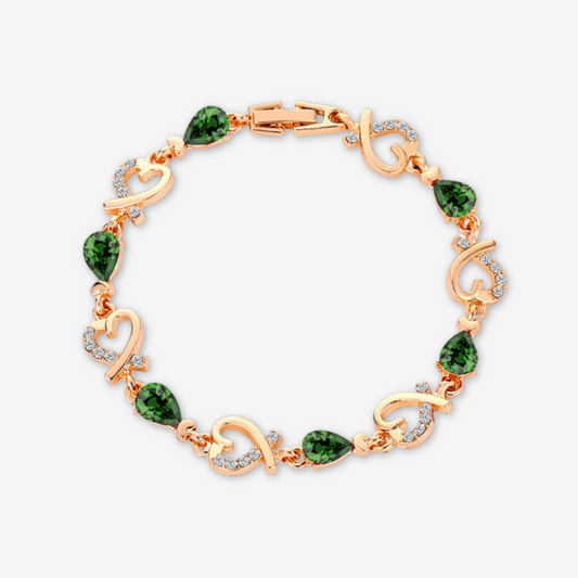 Bracciale in zirconi verdi e strass.
