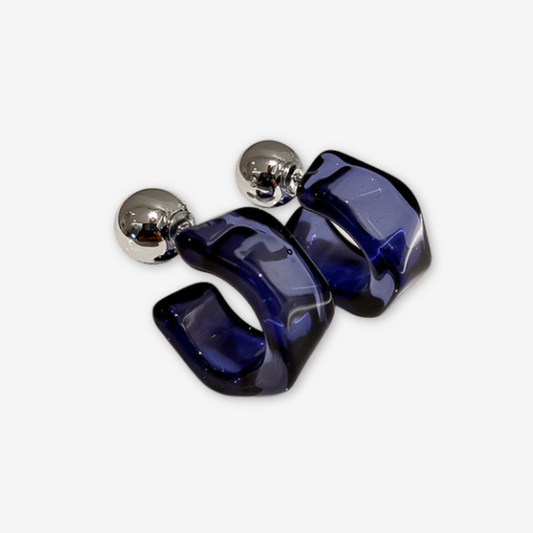 Orecchini blu trasparenti in argento s925.