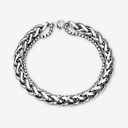 bracciale in acciaio inox a doppio strato.
