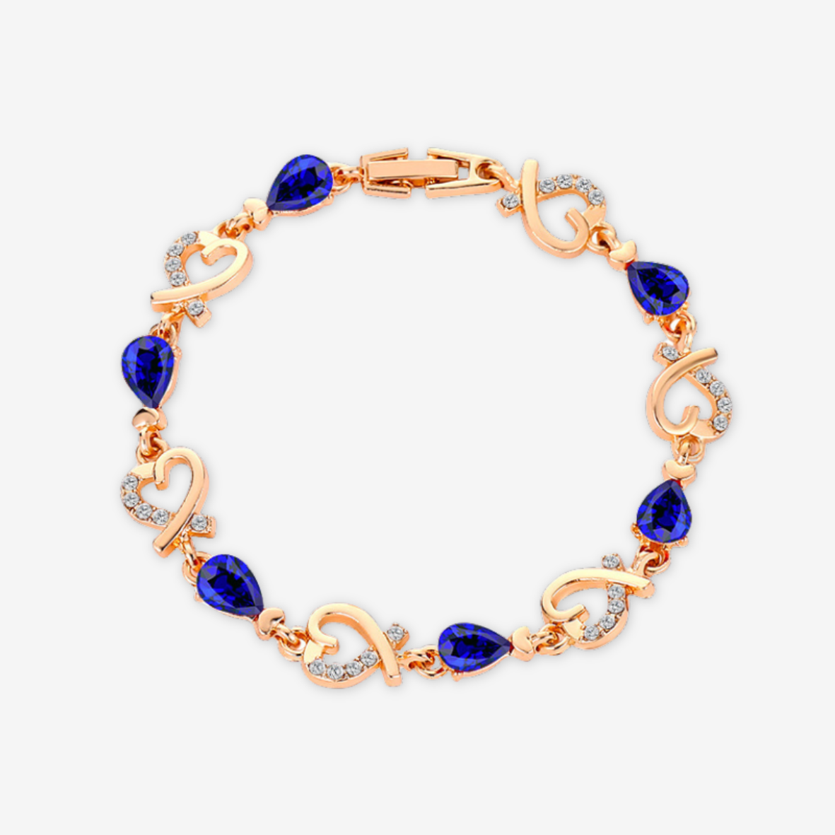 Bracciale in zirconi blu e strass.