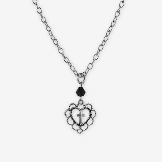 Collana crocifisso e cuore.