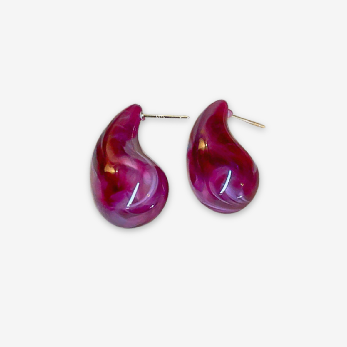 Orecchini goccia viola in argento s925.