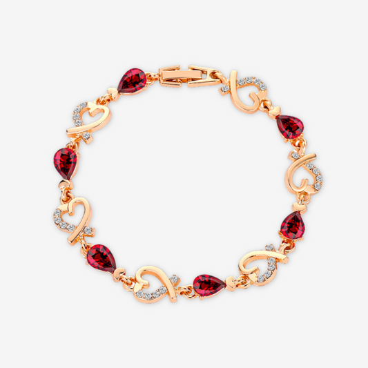 Bracciale in zirconi rossi e strass.
