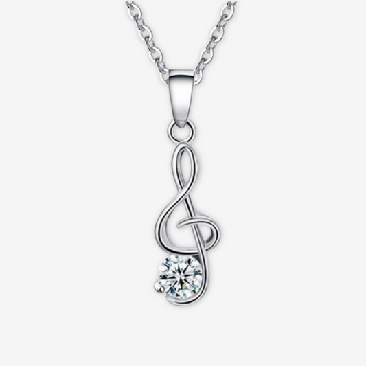 Collana con nota musicale placcato platino.