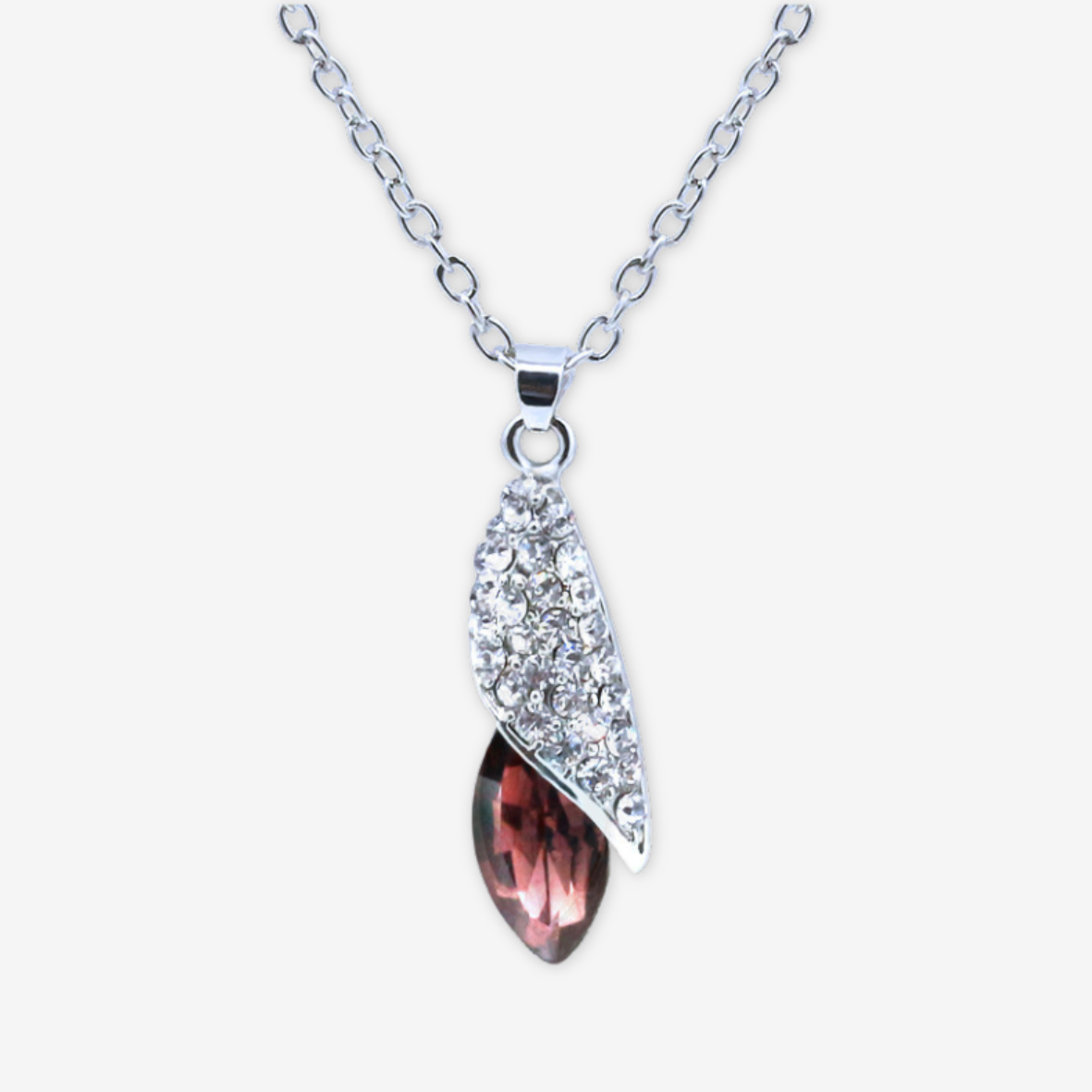 Collana foglia e olivetta bordeaux