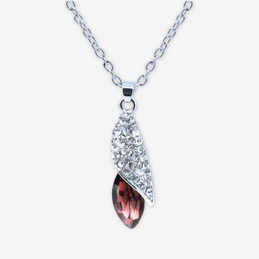 Collana foglia e olivetta bordeaux