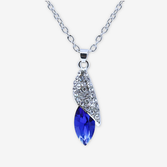 Collana foglia e olivetta blu