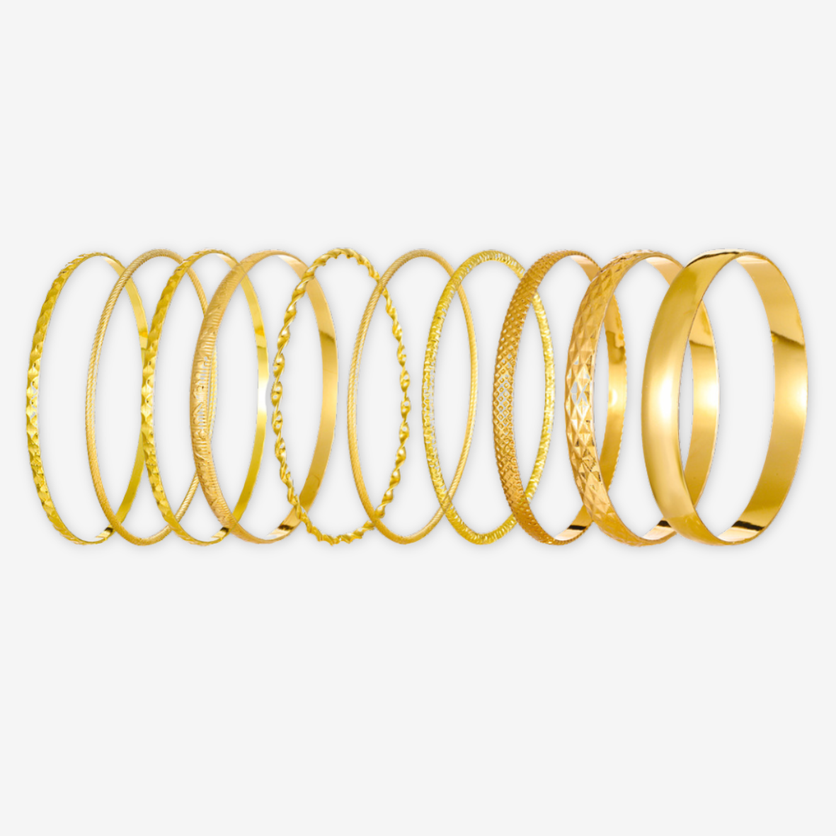 Set di 10 braccialetti dorati