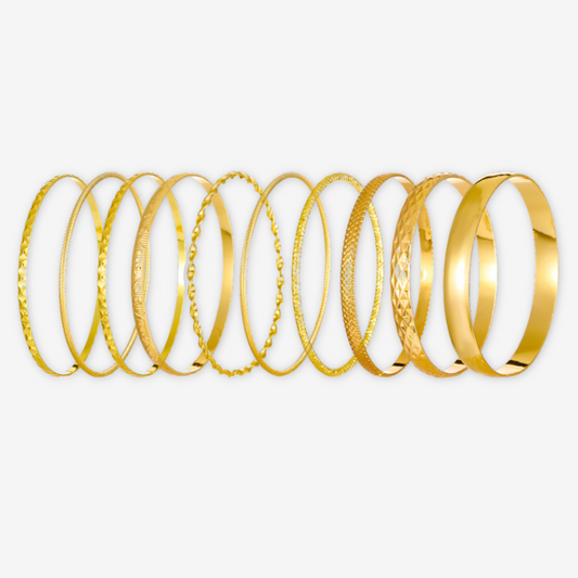 Set di 10 braccialetti dorati