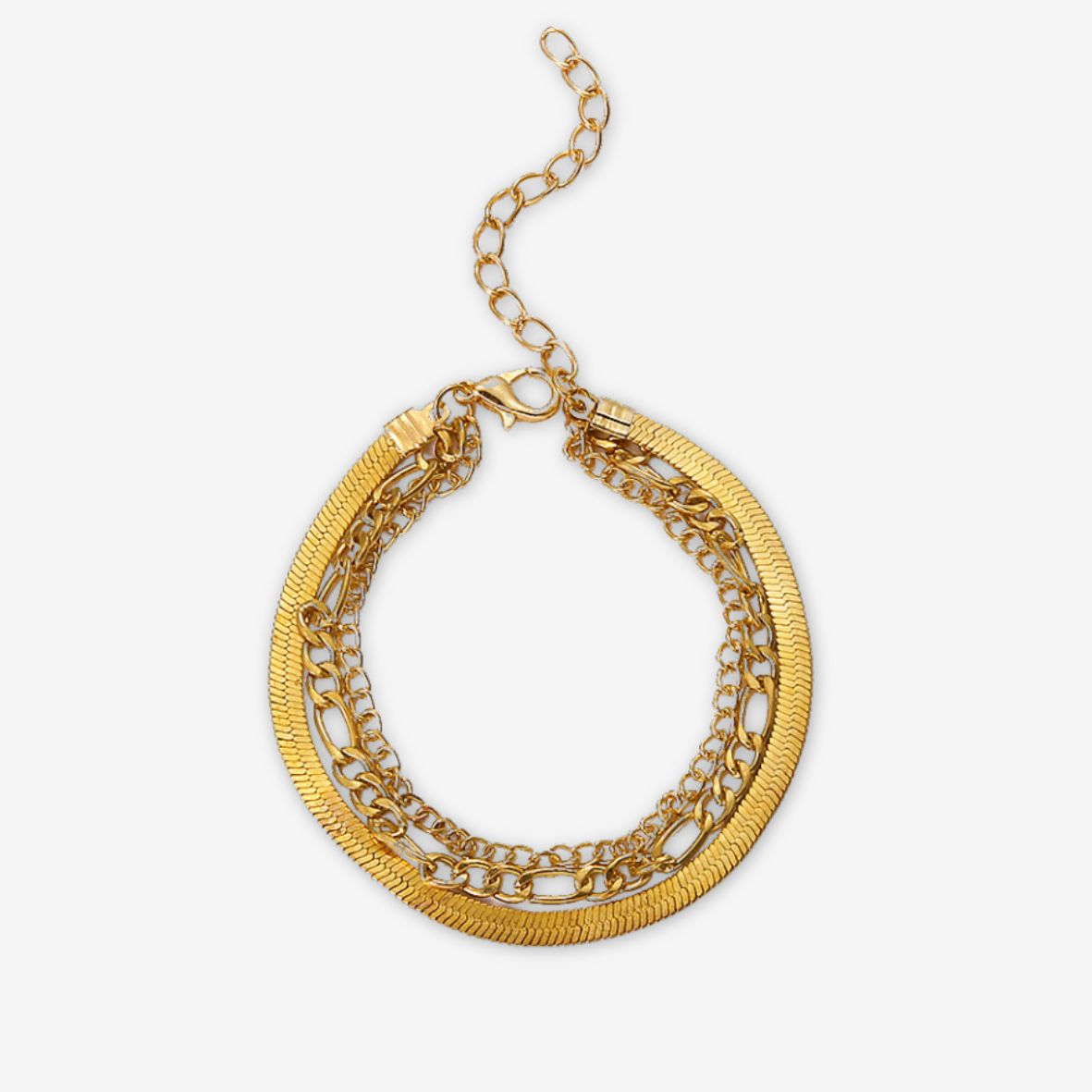 Bracciale triplo strato dorato.