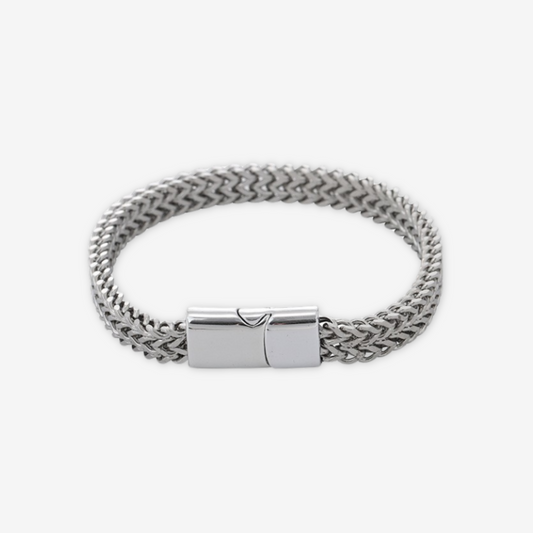 Bracciale doppio intreccio in acciaio inox.