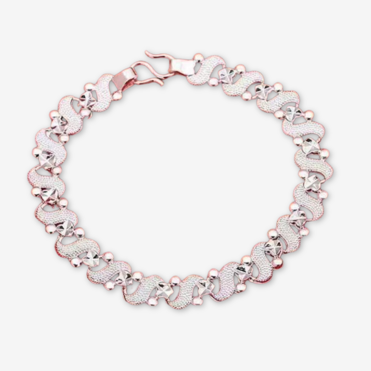 Bracciale cubano ad S color argento e zirconi