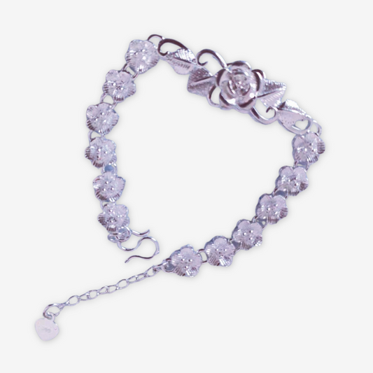 Bracciale con fiore centrale e catenina floreale