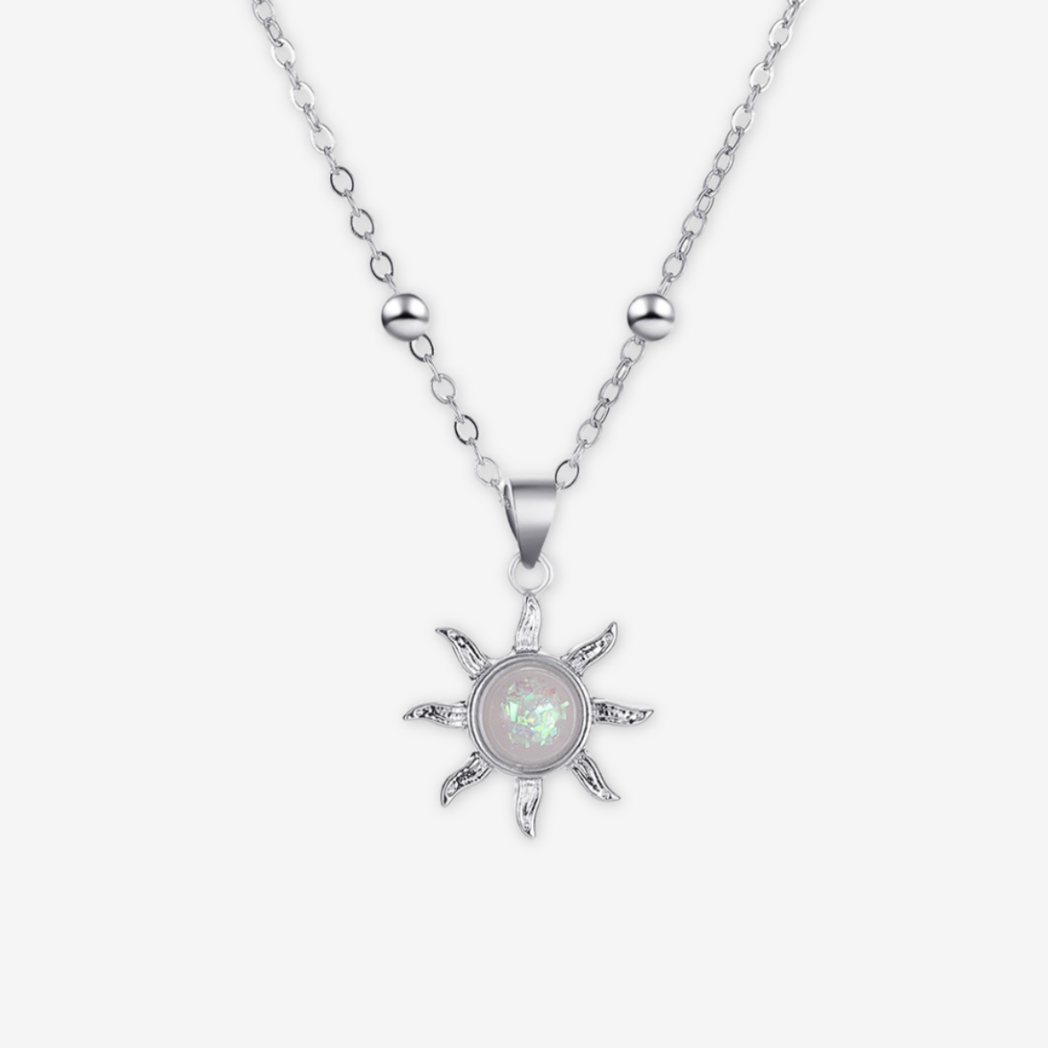 Collana con sole e madreperla centrale argento