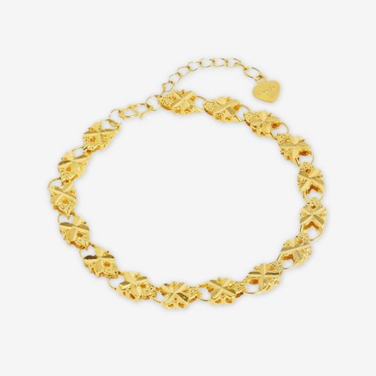 Bracciale portafortuna dorato quadrifoglio
