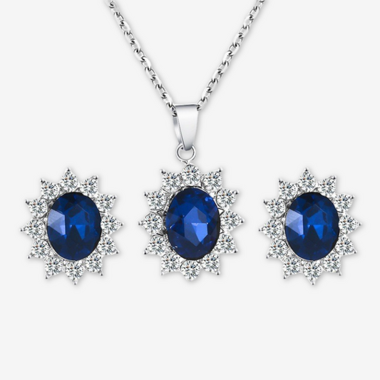 Collana e orecchini pietra blu.