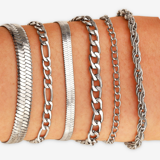 Set di 6 bracciali argento come in foto